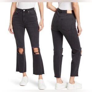 Avec Les Filles Black Distressed High Rise Cropped Jeans | 29